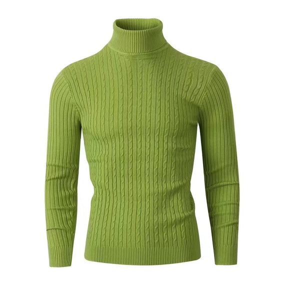 Men's sweater pullover knit casual retro twisted flower turtleneck