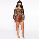 Women's mini skirt leather PU sexy pencil split bodycon trapeze