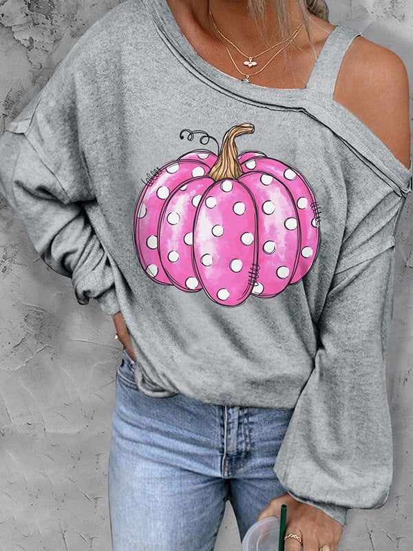 Women's sweater Christmas pumpkin print elegant