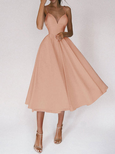 Elegant Sweetheart Neck Cocktail Dress Women Sexy Spaghetti Straps