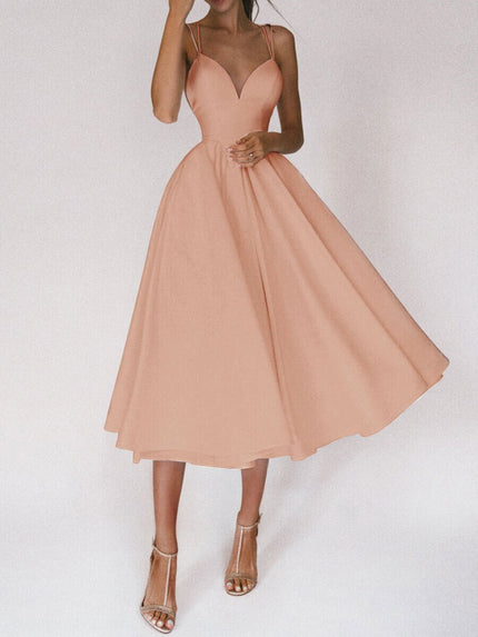 Elegant Sweetheart Neck Cocktail Dress Women Sexy Spaghetti Straps