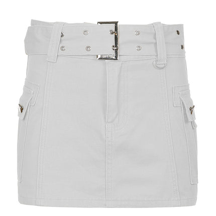 Women's mini skirt cargo elegant denim