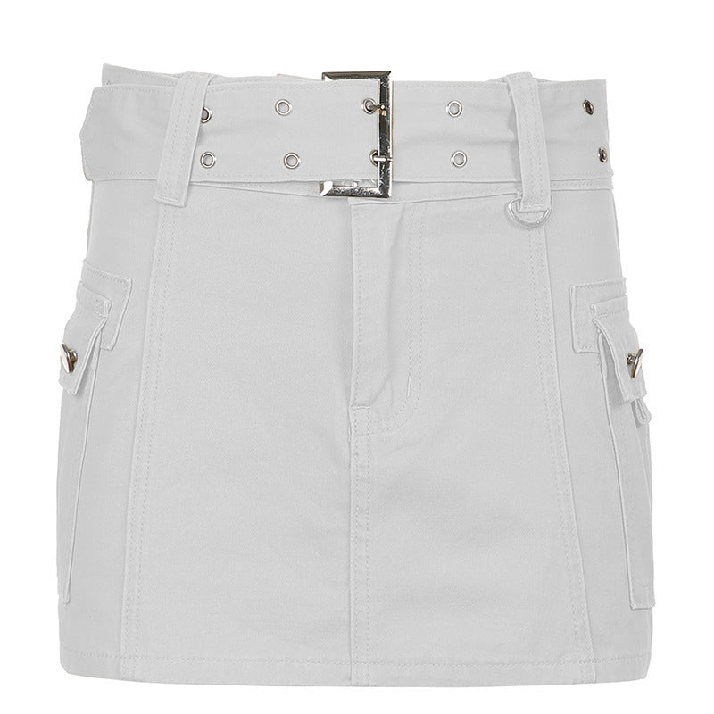 Women's mini skirt cargo elegant denim