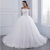 White wedding dress, elegant ,embroidered flowers, lace train