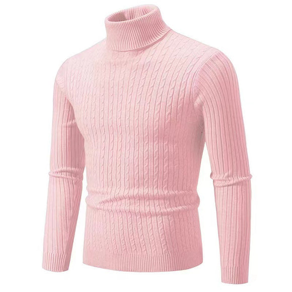 Men's sweater pullover knit casual retro twisted flower turtleneck