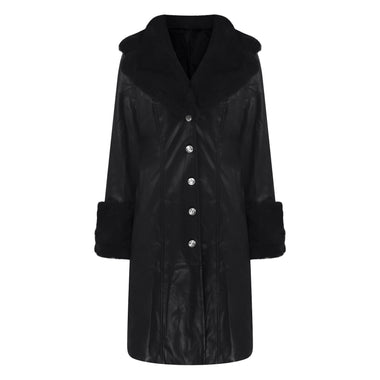 Women's coat leather fur collar elegant zipper polyurethane jacket