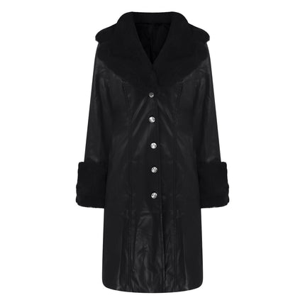 Women's coat leather fur collar elegant zipper polyurethane jacket