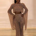 Women's Jumpsuit Two Piece Sequin Backless Long Sleeve
