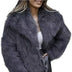 Women's Elegant Faux Fur Coat Shawl Collar Fluffy Plush Short Jacket