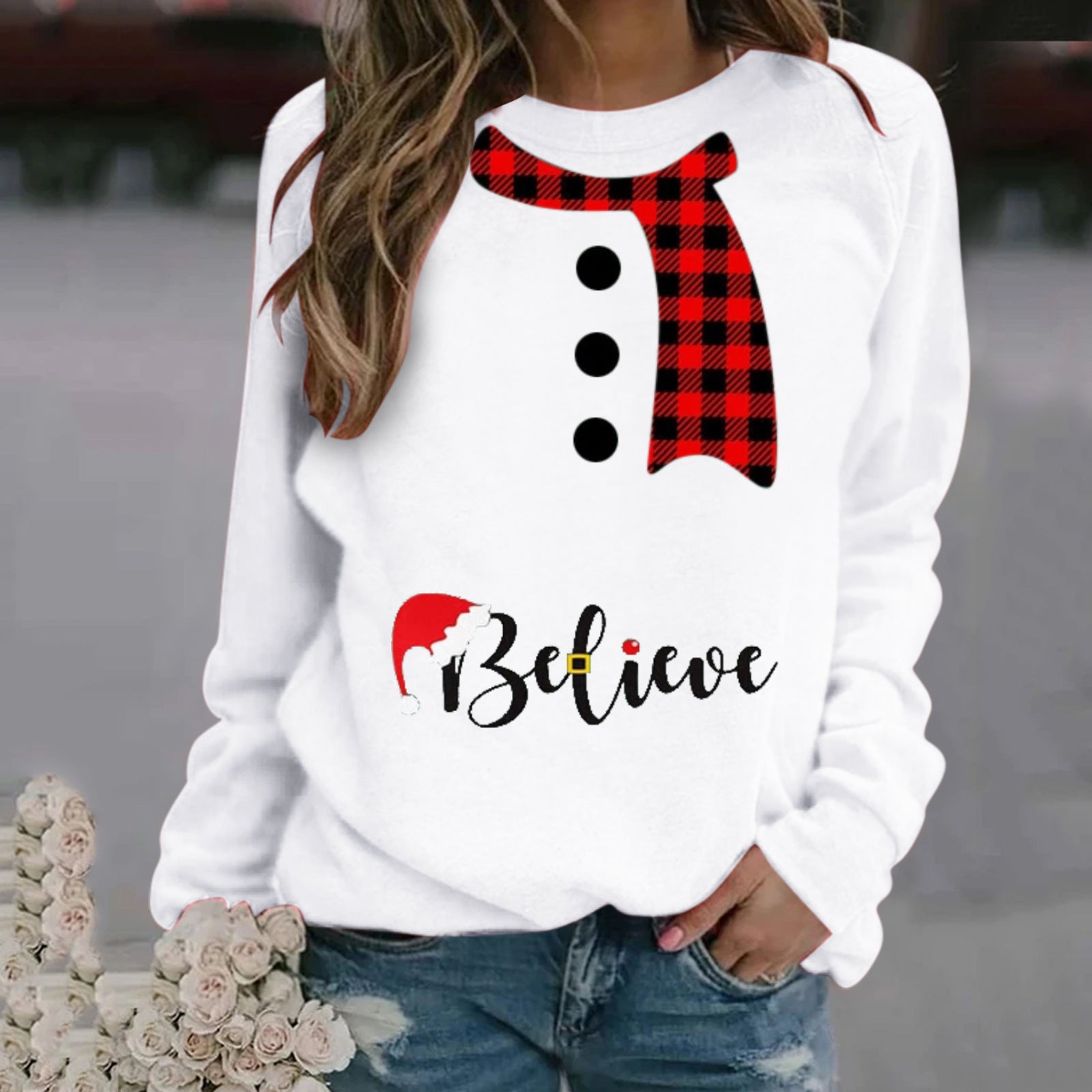 Women's sweater Christmas pattern print elegant