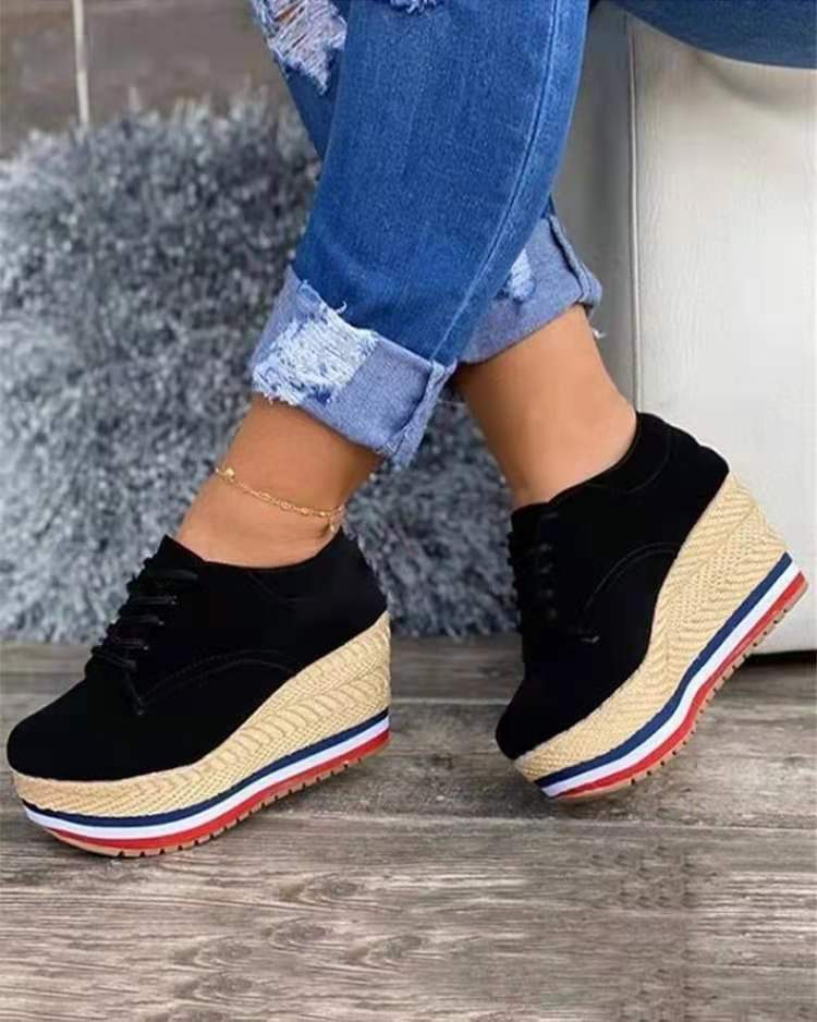 Women's shoes wedge heel lace-up elegant, comfortable Outdoor