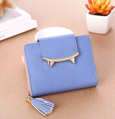 Buy blue Women's Mini Bag wallet leather three-pronged decorate cat ears