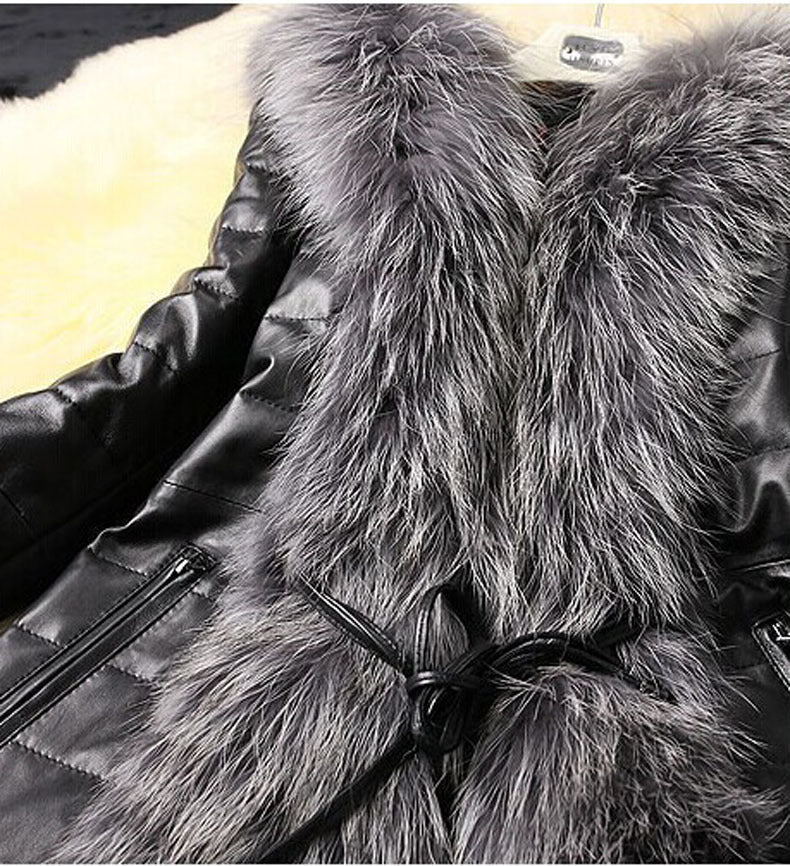 Women's fur coat imitation long fox hair padded elegant show slim body