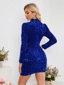 Women's Evening Dress Halter Sequins Square Collar