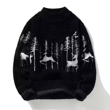 Comprar negro Suéter de hombre elegante de cuello alto medio cálido de punto para otoño e invierno.