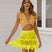 Women's mini skirt sexy trapeze with cutout and adjustable belt