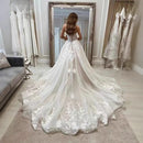 Women’s Wedding Dress Elegant Strapless Lace Tulle A Line Bridal Ball Gown