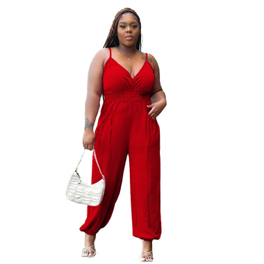 Women’s Jumpsuit Elegant Plus Size Linen Cotton Loose Fit