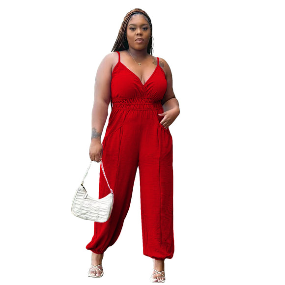 Women’s Jumpsuit Elegant Plus Size Cotton Linen Loose Fit