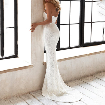 Sexy Mermaid Wedding Dress Sequins Elegant Slim Fit Fashion