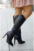 Women's boots mid-calf suede elegant, stiletto heels with fashionable side zipper