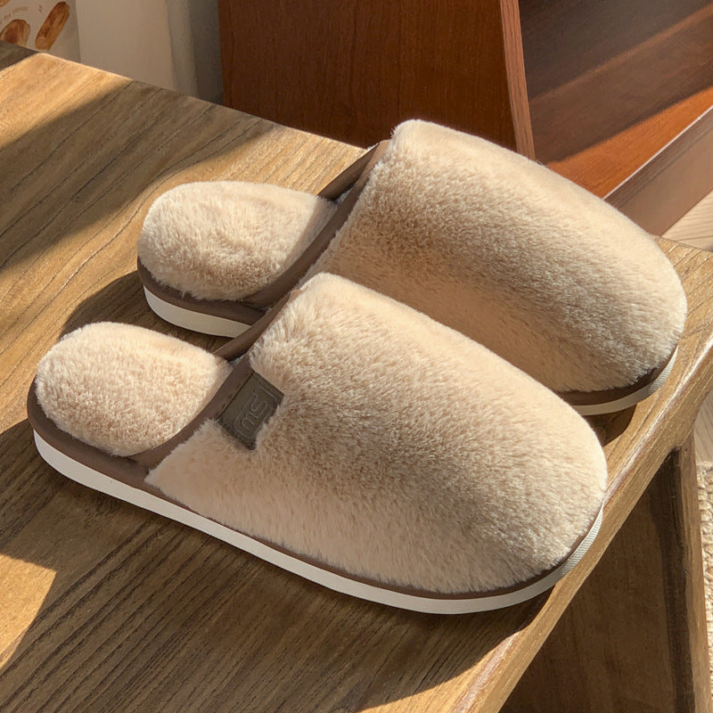 Women's slippers plush elegant warm and solid non-slip