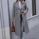 Women's Elegant Woolen Coat Long Slim Fit Warm-1