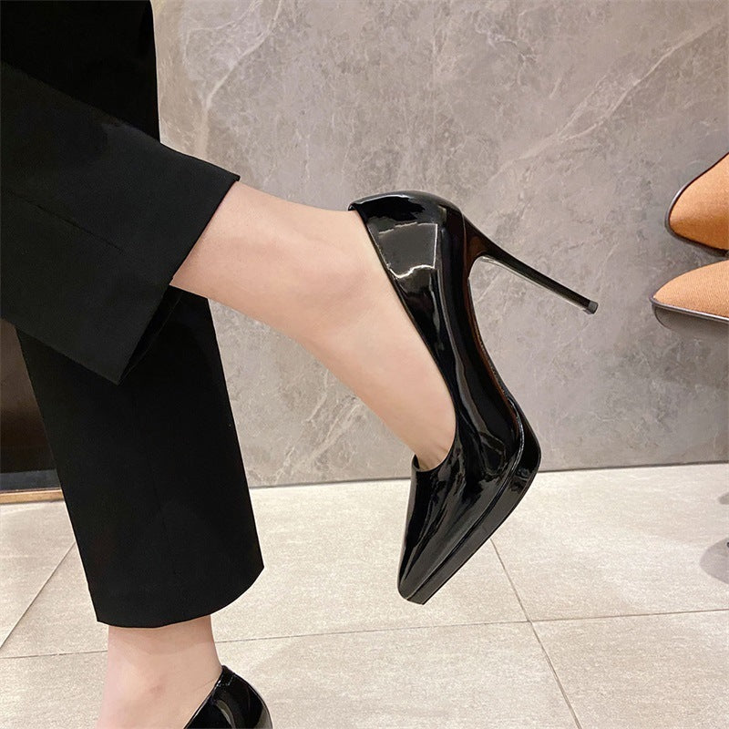 Women Shoes sexy Patent Leather, pointed stiletto high heels, office