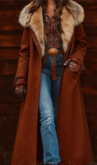 Women's Coat Elegant Long Warm American Winter Style Luxury Look