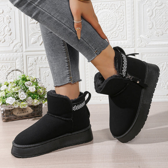 Women’s Ankle Boots Elegant Snow Side Zipper Thick Sole Height Increase