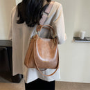 Women's tote bag leather large capacity retro elegant crossbody-5