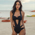 Women's swimsuit one-piece Halter Cut Out monokini sexy black push-up