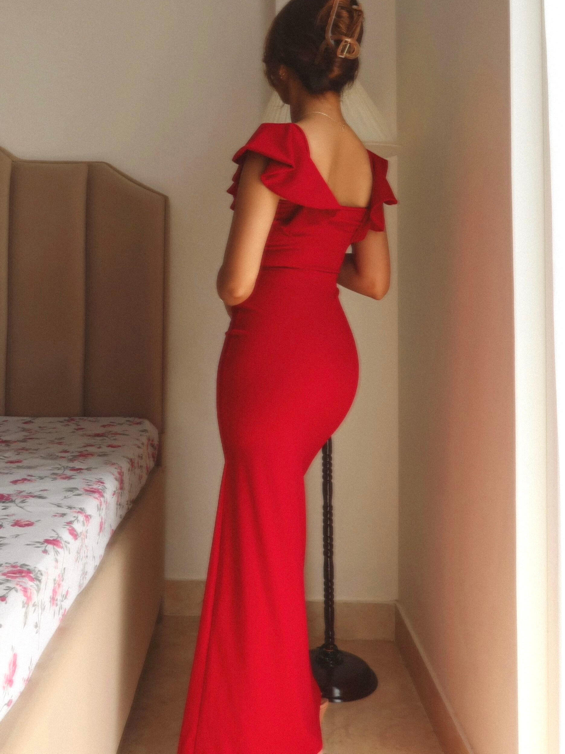 Women's evening dress long elegant high slit sexy off shoulders