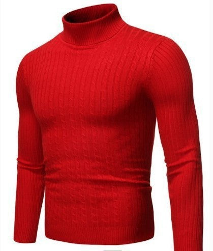 Men's sweater pullover knit casual retro twisted flower turtleneck