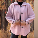 Women's Woolen Coat Casual Loose Lapels Pocket Cardigan-1