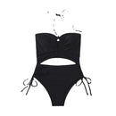 Women's swimsuit one-piece Solid Cut Out knotted halter neck