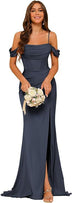 Women’s Mermaid Gown Bridesmaid Satin Off Shoulder 