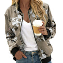 Women's jacket baseball elegant printed long sleeve zipper light