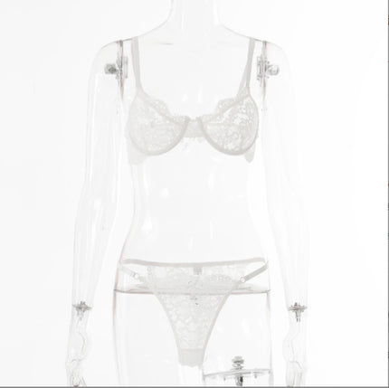 Buy white Women's lingerie set elegant lace underwire