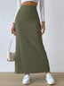 Women's spring long skirt, side slit, slim fit, knitted skirt, casual