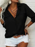 Elegant Blouse Spring Summer Casual Long Sleeve V Neck Loose Shirt Lady Tunics Tops