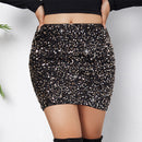 Women's short skirt elegant sequined high waist