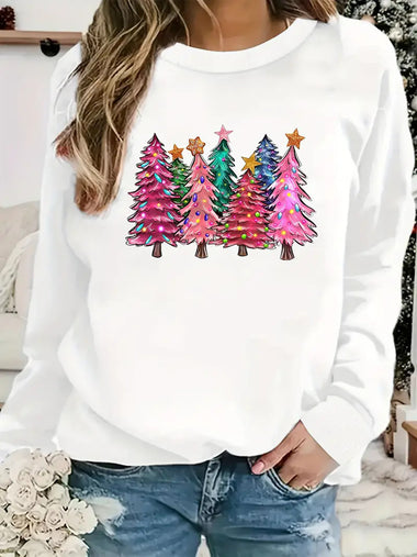 Buy yl12 Women's sweatshirt Christmas series print elegant round neck