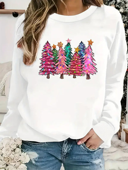 Buy yl12 Women's sweatshirt Christmas series print elegant round neck