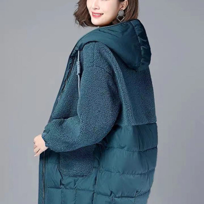 Women's coat padded cotton elegant hooded loose mid-length thickened