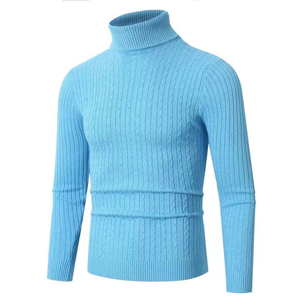 Comprar cielo-azul Suéter de punto informal retro con flores retorcidas cuello alto