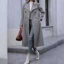 Women's Elegant Woolen Coat Long Slim Fit Warm-4