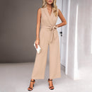 Women's Jumpsuit Elegant V Neck Sleeveless Wide Leg Long Party Work