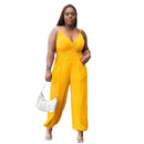 Women’s Jumpsuit Elegant Plus Size Cotton Linen Loose Fit-2