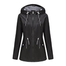 Women's jacket hooded waterproof elegant windbreaker zipper